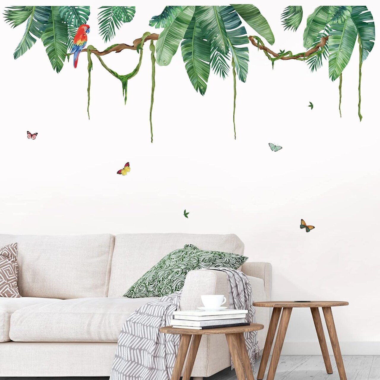 Palm Leaf Wall Stickers Tropical Leaves Green Plant Peel and Stick Wall Art (Green)